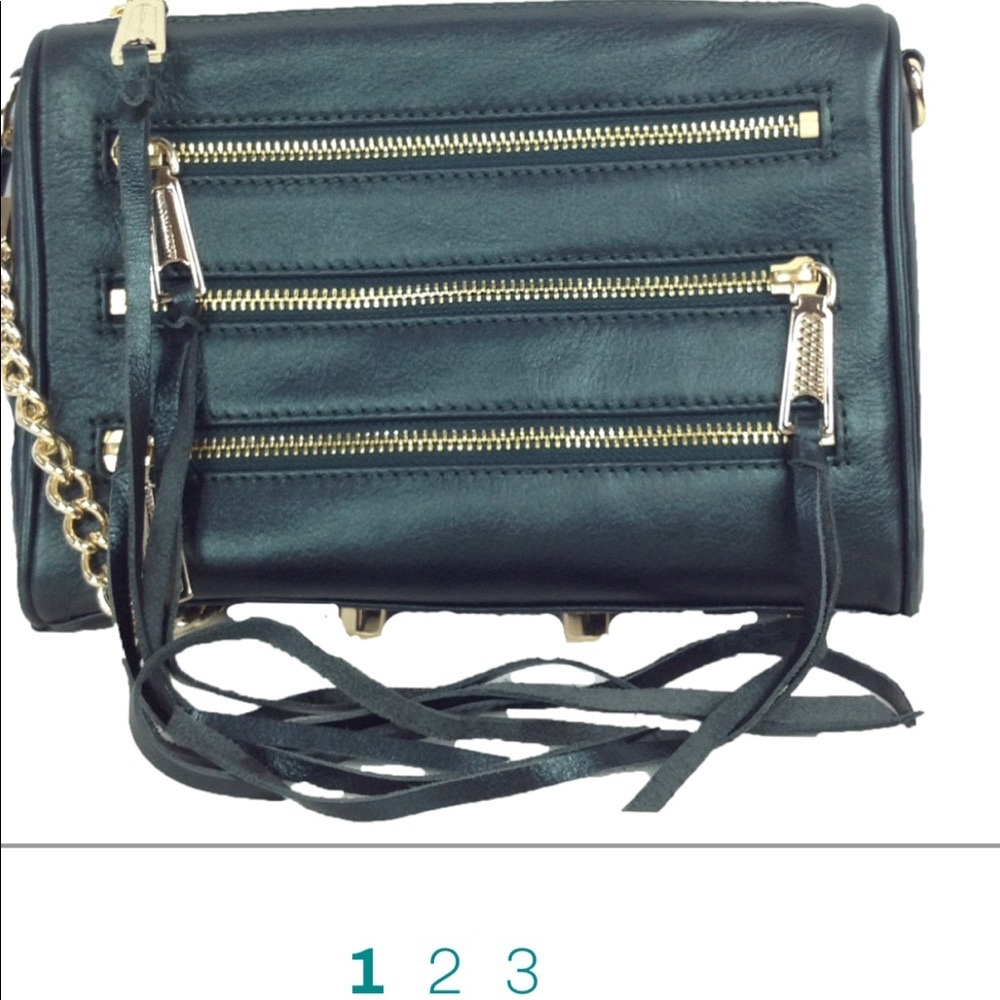 Rebecca Minkoff Mini 5 Zip Rocker Leather Crossbody Bag Emerald Green bag